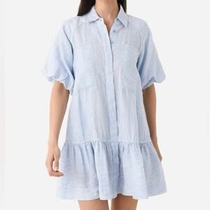 Womens Jonathan SIMKHAI Crissy Dress Blue Striped Size L EUC!